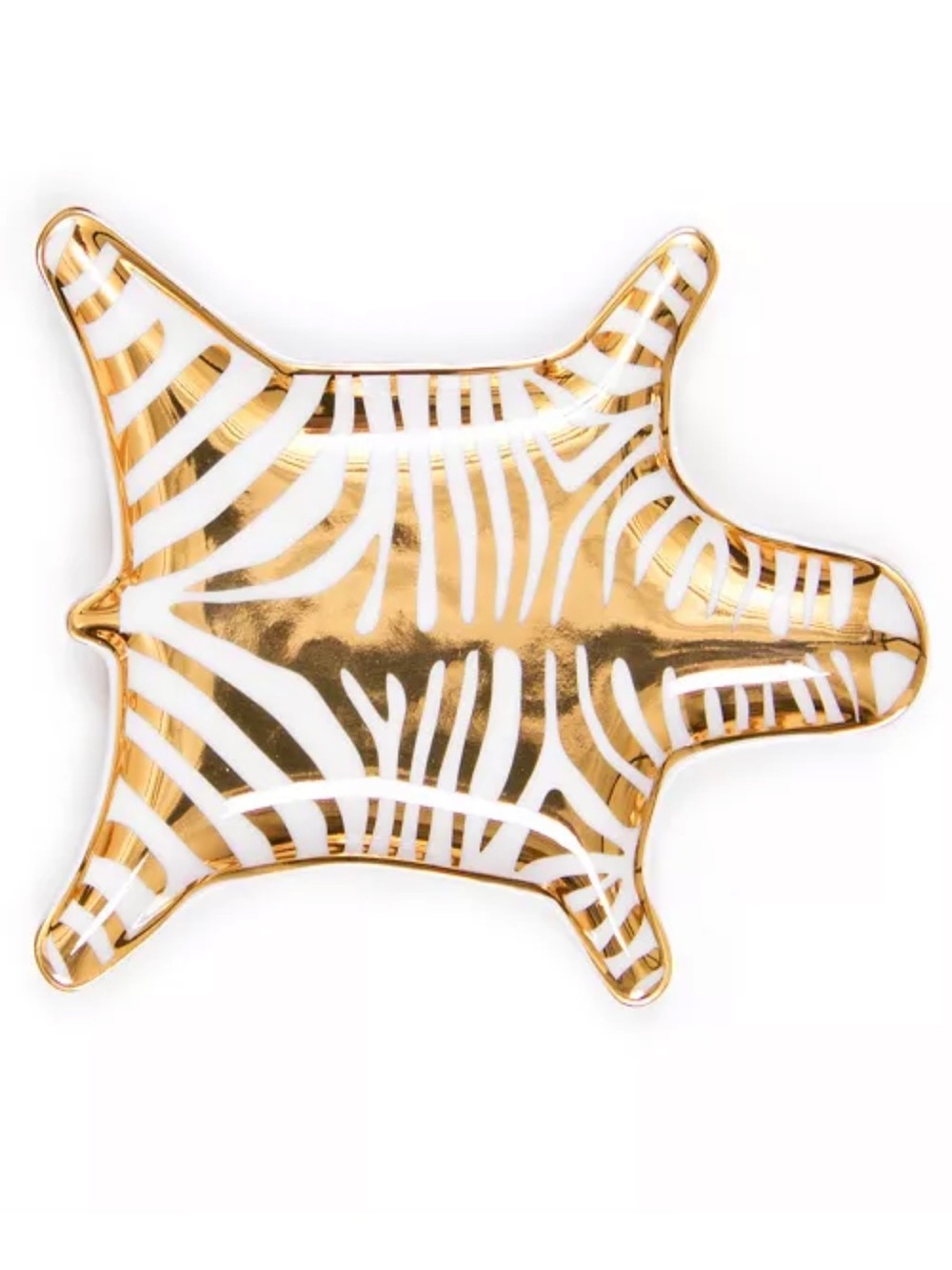 Jonathan Adler Zebra Porcelain Ring Dish Jewelry Tray Gold White - Picture 5 of 7